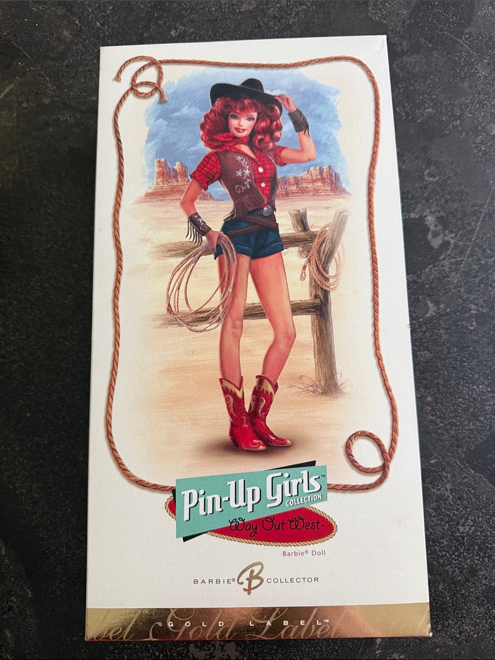 Mattel Pin-Up Girls Way Out West Barbie Collector Box - Red, Blue, Brown